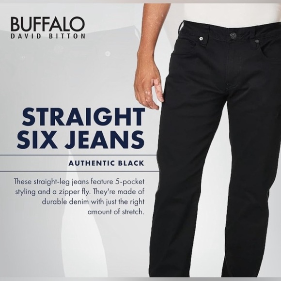 Men’s Buffalo David Bitton navy stretch cotton slim straight pants jean 44 x 30 - Picture 11 of 13